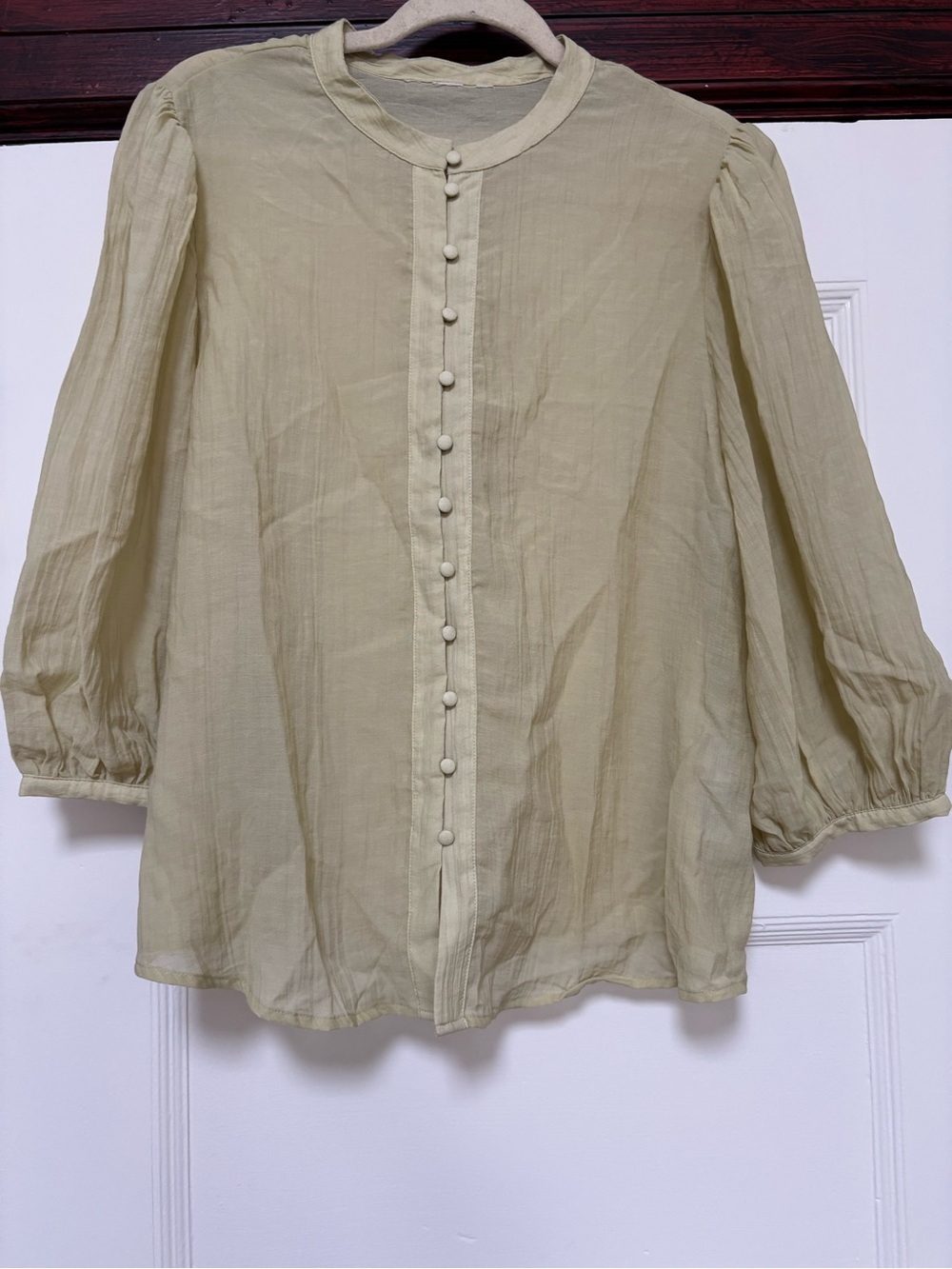 H&M - Light Sage Button-Front Women's Blouse